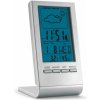 Meteostanica modrým LCD displejom, strieborná