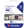 Verbatim USB flash disk, USB 3.0, 32GB, Fingerprint Secure, čierny, 49337, USB A, čítačka odtlačku prsta, AES 256-bit šifrovanie