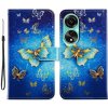 Peňaženkové kožené puzdro Painted na Oppo A38 - Butterfly