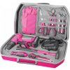 EXTOL LADY Vŕtací skrutkovač aku s príklepom, ružový, 12V Li-ion, 2000mAh, v kufri s náradím, sada 27ks 402403