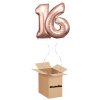HeliumKing Balónový box - Narodeninové číslo 16 ružovo-zlatý 86 cm