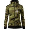 Bowling kolky - Mikina dámska trendy zipper s kapucňou - M ( Zelený maskáč )