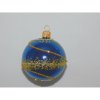 ONREX Vianočná ozdoba sklenená guľa modrá špirály pr. 7 cm