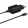 EP-TA800EBE + EP-DA705BBE Samsung 25W Cestovná nabíjačka + USB-C/USB-C Dátový Kábel Black (OOB Bulk)
