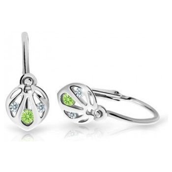 Cutie Jewellery detské náušnice biele zlato C2265B-Peridot Green