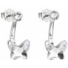 Evolution Group stříbrné náušnice dvojité s krystaly Swarovski bílý motýl 31247.1
