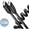 AXAGON BUCM-CM20TB, TWISTER kábel USB-C USB-C, 1.1m, USB 2.0, PD 60W 3A, ALU, tpe, čierny BUCM-CM20TB