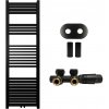 CERANO - Kúpeľňový radiátorový set Franko - ústredné vykurovanie - stredové pripojenie 50 mm - 514W - čierna matná - 1600x500 mm CER-663352
