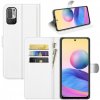 Peňaženkové kožené puzdro LITCHI na Xiaomi Redmi Note 10 5G - Biela