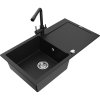 Mexen Leo, drez granitový 900x500x190 mm, 1-komorový a čierna batéria Duero, čierna, 6501-77-671600-70