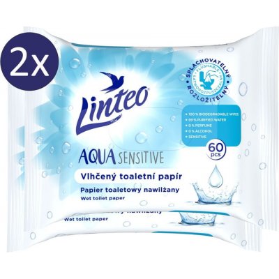 LINTEO Vlhčený toaletný papier Aqua Sensitive 2x 60 ks