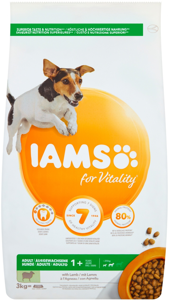 Iams For Vitality Adult Small & Medium Breed Lamb s jahňacím mäsom 3 kg