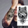 REBELULU Vodeodolné dočasné tetovačky pre ženy Fejkové tetovanie Dočasné tetovanie Vkl Kompas Wolf Compass Tattoo Sticker Waterproof Tattoo Body Art Arm Fake Tattoo Men Women