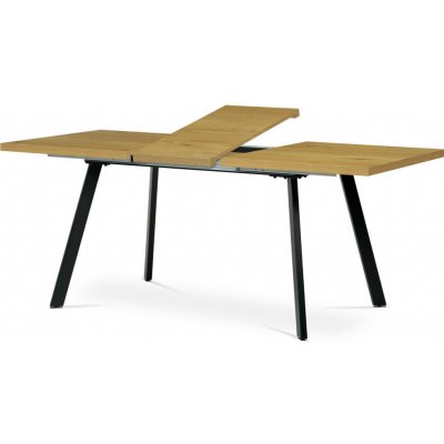 Autronic Jedálenský stôl 140+ 40 x 85 x 75 cm, doska melamín, 3DImitácia divoký dub, kovové nohy, čierny mat HT-780 OAK