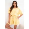 Kesi Dámsky viskózový maslový set s krátkym rukávom, nohavicami a rozšírenými nohavicami v mätovej farbe Farba: Žltá, Veľkosť: UNI