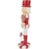 Polyresinová dekorácia stojaceho luskáčika v bielo-červenom farebnom prevedení s motívom lízanky 7 x 7 x 23 cm Clayre & Eef 42407