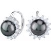 Silvego Luxusné strieborné náušnice s prírodnou čiernou perlou LPS0156BK