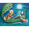 ZUTY Maľovanie podľa čísel - SOVA A MAČKA NA LODI V TVARE PÁVA (SUE ELLEN BROWN) Rámovanie: vypnuté plátno na rám, Rozmer: 80x100 cm