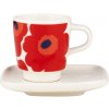 Marimekko Šálka s podšálkou Oiva Unikko 0,05l, červený