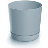 Prosperplast Plastový kvetináč TUBOS P s miskou svetlosivý matný 17,8 cm