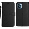 Peňaženkové kožené puzdro Rhombic Grid na Motorola Edge 40 Pro - Čierna