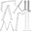 UISEBRT 6 v 1 rebrík Viacúčelový rebrík Hliníkový kĺbový rebrík Skladací rebrík 550 cm Multifunkčný rebrík Hliníkový rebrík s plošinou do 150 kg 4 X 5 stupňov Strieborný