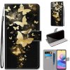 Peňaženkové kožené puzdro DRAWING na Xiaomi Redmi Note 10 5G - Golden Butterfly Group
