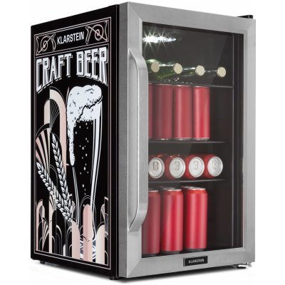 Klarstein Beersafe 70 Craft Beer Edition, chladnička, 70 l, 3 police, panoramatické sklenené dvere, nehrdzavejúca oceľ (HEA13-CraftBeer-SS)