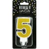 PartyDeco Sviečka číslo 5 - zlatá