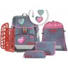 Hama Školská taška pre prváka Step by Step 2IN1 PLUS Glitter Heart Hazle 6dielny set