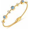 Dámsky oceľový pevný náramok Modré oko Zlatý