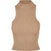 Ladies Short Rib Knit Turtleneck Top - unionbeige 3XL