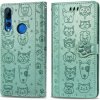 Peňaženkové puzdro Cute Cat and Dog Embossed na Huawei P Smart Z - zelená