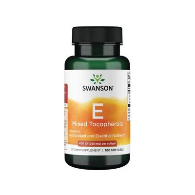 Swanson Vitamin E Mixed Tocopherols 100 ks, gélové tablety, 400 IU (268 mg)