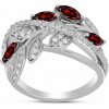 Nefertitis Prsteň strieborný s brúseným granátom a zirkónmi Ag 925 065681 GT - 59 mm (US 9), 3,7 g