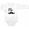 Body dl. rukáv Mr. bavlna Baby Nellys bielo čierne