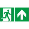 31.3012 Tabuľka núdzový východ vpravo, šípka hore - samolepiaca fólia 30x15 cm Zelená-Biela