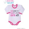 NEW BABY Body s dlhým rukávom so slovenským nápisom New Baby ružové