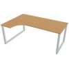 Pracovný stôl UNI O, ergo, pravý, 180x75,5x120 cm, buk/sivá