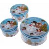 Kovové dózy v súprave 3 ks na zákusky Snowman – Dakls