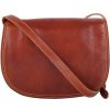 TALIANSKE Stredná dámska kožená kabelka crossbody Talianska medovohnedá Vera pelle Viera