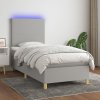 Box spring postel s matrací a LED světle šedá 90x200 cm textil Šedá 3135245