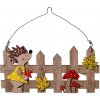 Záves drevený jeseň + jež + huby 22,3x11,5x0,7cm 203236 - Dekorácia