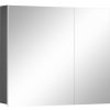 Sivá nástenná kúpeľňová skrinka so zrkadlom Støraa Wisla, 80 x 70 cm