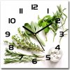 Sklenené nástenné hodiny štvorec Bylinky 30x30 cm