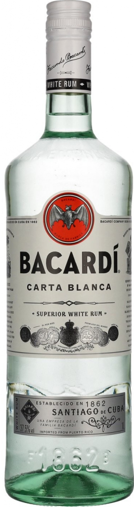 Bacardi Carta Blanca 37,5% 1 l (čistá fľaša)