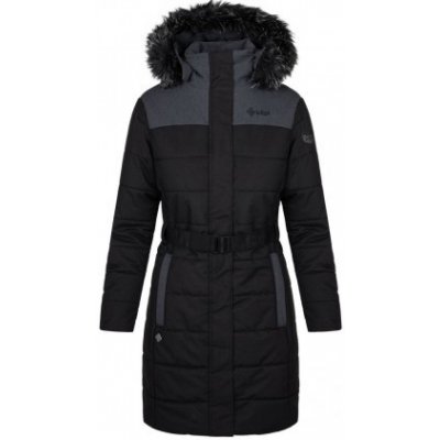 Kilpi Ketrina-W černá SL0129KIBLK dámský voděodolný zimní kabát s kožešinou s páskem 10000 36