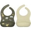 A Little Lovely Company - súprava dvoch silikónových podbradníkov - zvieratá zo savany