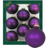 Krebs Glas Lauscha Sklenené vianočné gule – saténovo fialové, klasický lesk (8 ks, Ø 7 cm)