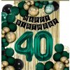 BALÓNY opona narodeninové dekorácie číslo 40 rokov zelená zlato čierna